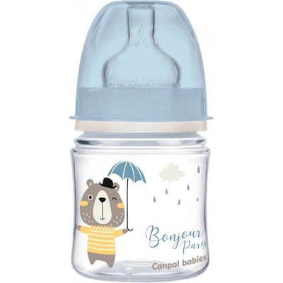 Canpol lahev se širokým hrdlem Bonjour Paris modrá 120ml