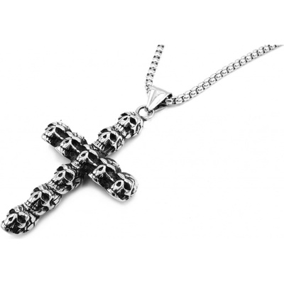 Steel Jewelry Řetízek s přívěskem kříž, lebky NH231122
