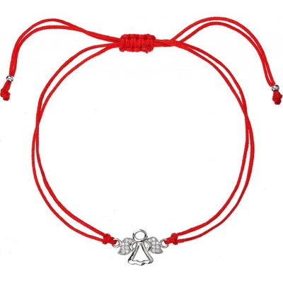 Pavona Červený náramek proti uhranutí stříbrný anděl se zirkony 13020.3