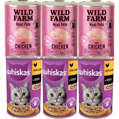 Whiskas Adult chicken 3 x 400 g a Wild Farm Pate Chicken 3 x 400 g