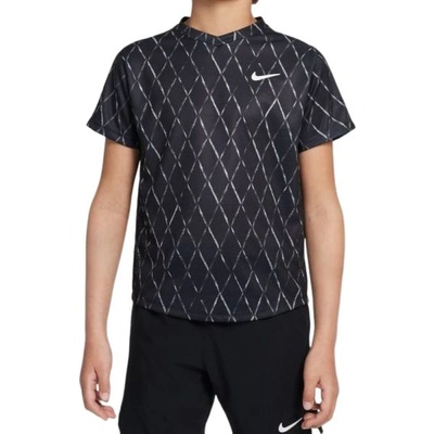 Тениска за момчета Nike Court Dri-Fit Victory SS Top Printed - Черен