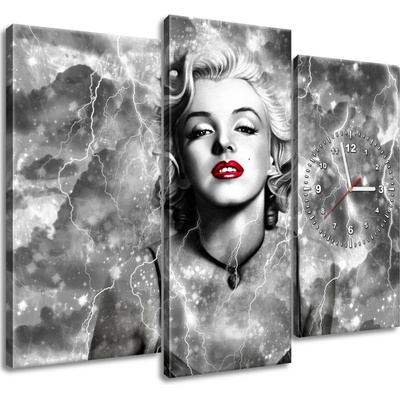 Gario Obraz s hodinami Elektrizující Marilyn Monroe - 3 dílný Rozměry: 90 x 70 cm