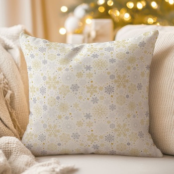 Biante satén LUP-505 Zlato-strieborné vločky na bielom 60 x 60 cm