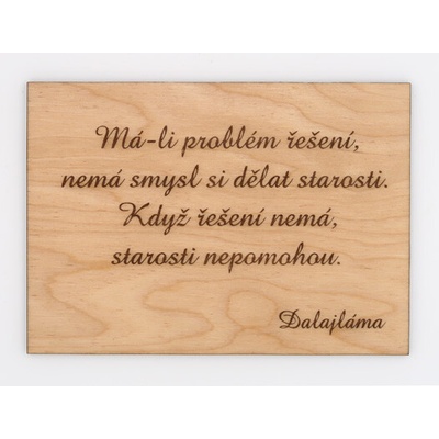 Gravyr Cedulka s citátem dřevěná