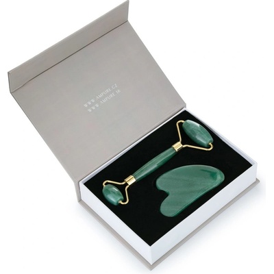 AmPure Dárková sada s masážním válečkem (rollerem) a kamenem Gua Sha Aventurín