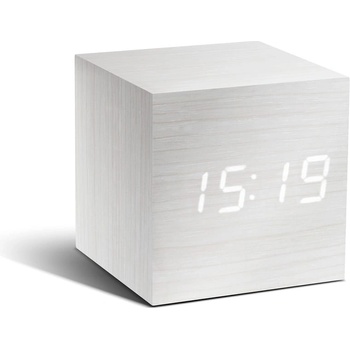 Gingko Бял будилник с бял LED дисплей Часовник Cube Click - Gingko (GK08W13)