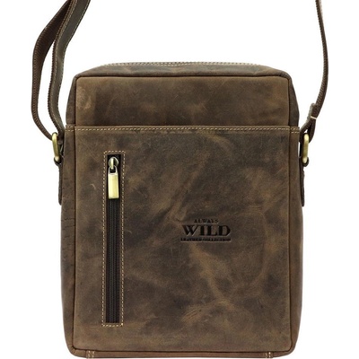 Always Wild Středně velká kožená Crossbody taška 6-MH tmavěhnědá