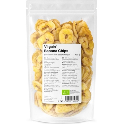 Vilgain Banánové chipsy sladené kokosovým cukrom 120 g