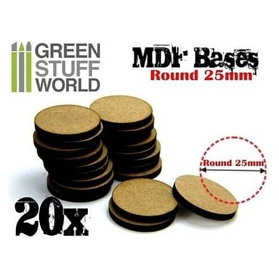 Dřevotřískové podstavce MDF Bases Round 25mm 20 ks