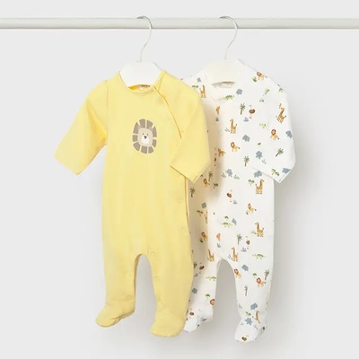 Mayoral Сет 2 гащеризона дълги в жълт цвят с лъвче за новородено момче Mayoral