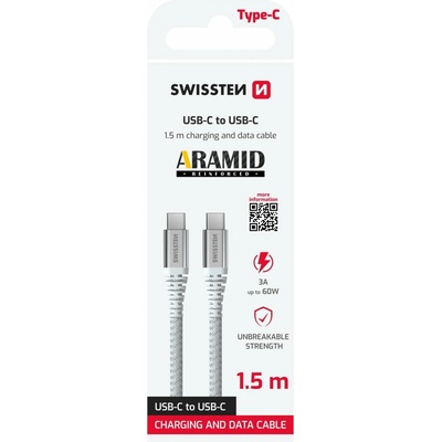 Swissten 71541014 Aramid USB-C / USB-C 1,5m bílý