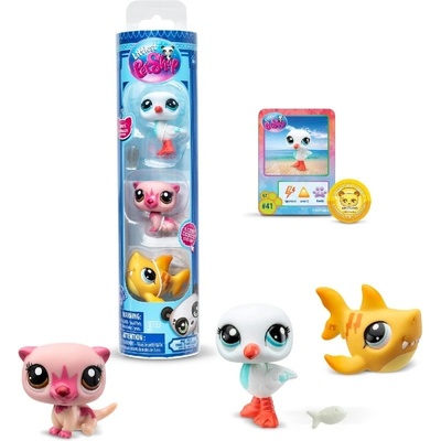 LPS Set 3 figurek v tubě Racek, Vydra, Žralok