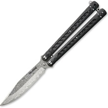 Damaškový Dellinger Carbon Butterfly, balisong, ocel VG-10