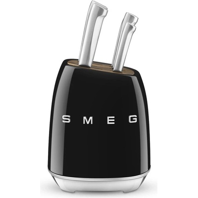 Smeg Комплект ножове със стойка smeg kbsf02bl, 7 части, Слотове от акациево дърво, Немска неръждаема стомана, Черен (kbsf02bl)