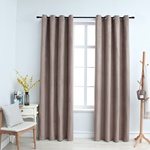 vidaXL Затъмняващи завеси с метални халки, 2 бр, таупе, 140x225 см (134477)