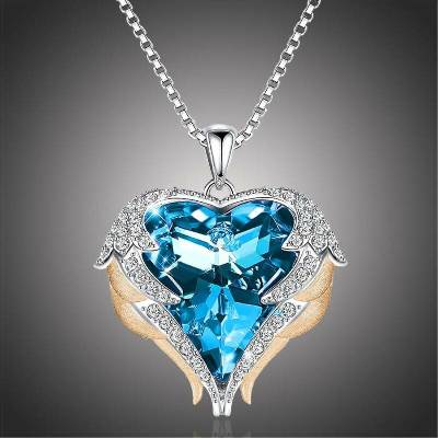 Éternelle Náhrdelník Swarovski elements andělská křídla NH2122-SN8080A(8) Modrá