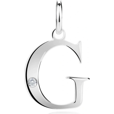 Šperky Eshop Diamantový přívěsek ze stříbra velké písmeno G kulatý briliant X21.20