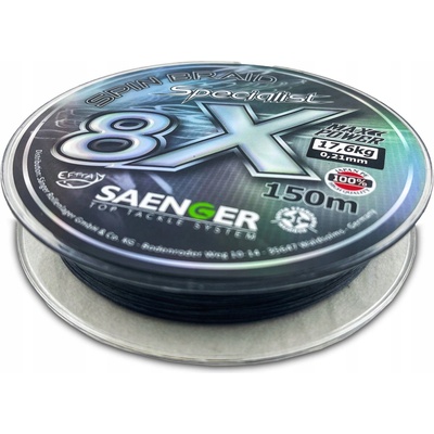 Saenger šnúra 8 X Specialist Spin Braid 150m 0,16mm čierna