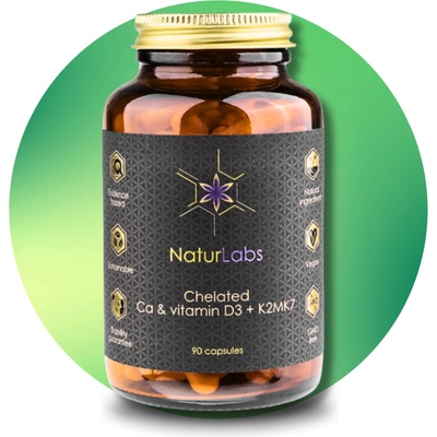 NaturLabs Vápník chelátotvý + D3 + K2 MK7 90 kapslí