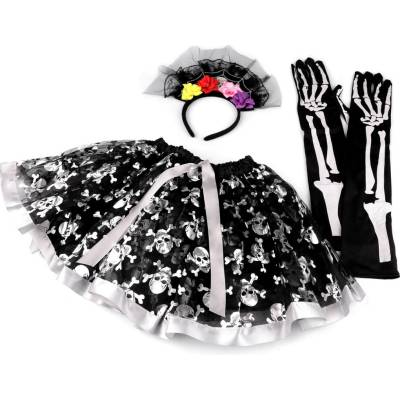 Karnevalový kostým - halloween, kostra černá 1 sada