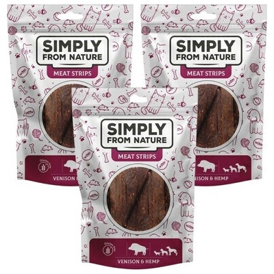 SIMPLY FROM NATURE Zverinové stripsy s konope pre psov 3x 80 g