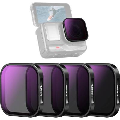 NEEWER ND/PL filter set compatible with Insta360 ACE PRO, pack of 4 ND8/PL ND16/PL ND32/PL ND64/PL action camera accessories, CPL polarization and ND filter 2 in 1, neutral density polarization filter set - 10104841