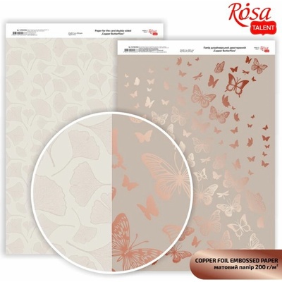 Rosa Scrapbookingové papíry Butterflies A4 - copper butterflies