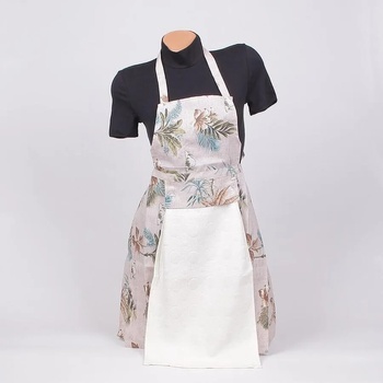 Image 1 of Престилка за готвене в цвят лате с палмови листа и кърпа