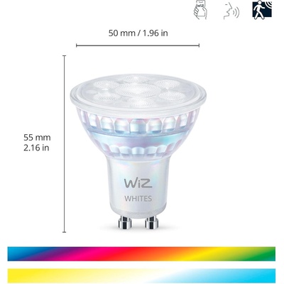 Philips Смарт LED RGBW димируема крушка WiZ Smart Bulb Spot 4, 7W, 345 lm, GU10, 16 милиона цвята (BT, Zigbee, Matter, Apple Home, Google, Alexa, SmartThings) (929003772322)