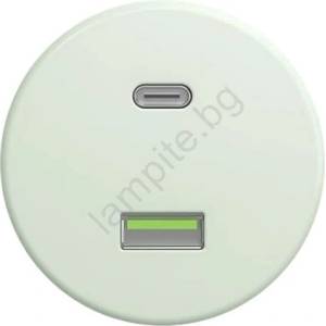 Kliklap - Ретро USB контакт A+C без рамка в ментолово зелено (KA0173)