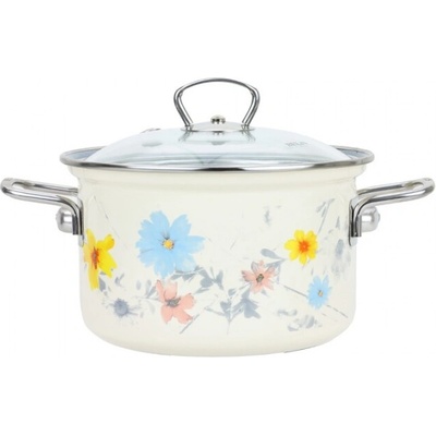 BELIS Smaltovaný hrniec so sklenenou pokrievkou 18 cm – 2,6 l – MEADOW - 41518-095DCDN5