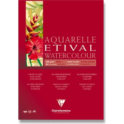 Clairefontaine Akvarelový blok Etival Classic Grain A4 10 listů 200 g