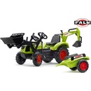 FALK Šliapací traktor Claas Arion 430 s nakladačom rýpadlom a vlečkou