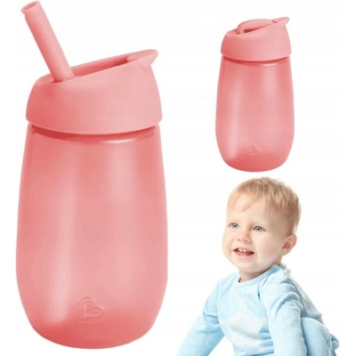 Munchkin hrneček s brčkem Simple Clean růžový 296 ml