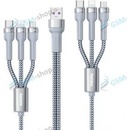 Remax RC-124 Jany Series - micro USB + USB Type C + Lightning / micro USB + USB Type C + Lightning, 2m, stříbrný)