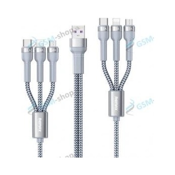 Remax RC-124 Jany Series - micro USB + USB Type C + Lightning / micro USB + USB Type C + Lightning, 2m, stříbrný)