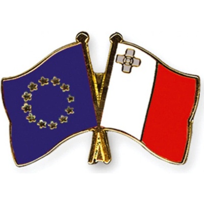 Odznak (pins) 22mm vlajka EU + Malta - barevný