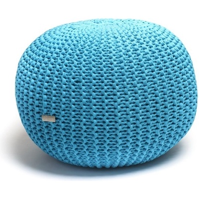 Justin Design Pletený puf střední tyrkysový
