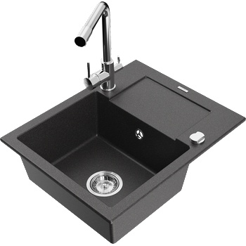 Mexen Enzo гранитна мивка с 1 отделение с отцедник и кухненски смесител Duero, (6506-76-671600-00)