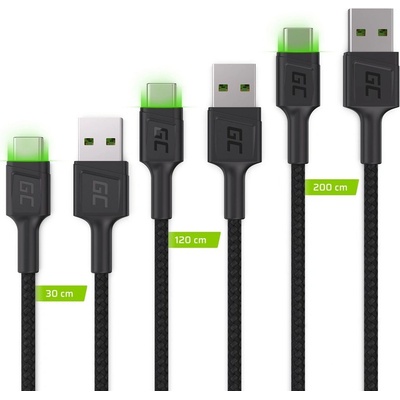 Green Cell KABGCSET01 GC Ray USB-C, 120cm, 200cm, 30cm
