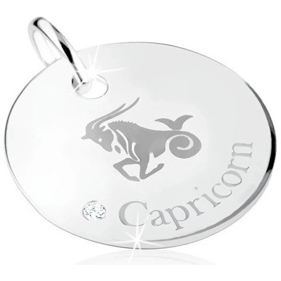 Šperky eshop Přívěsek ze stříbra 925 znamení Kozoroh na kruhové známce SP47.30
