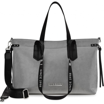 Monnari velká módní dámská šedá kabelka objemná taška shopper bag se sportovním popruhem a logem