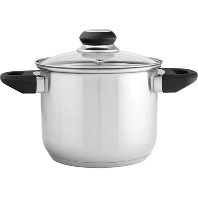 Altom Design Emilio nerezový vysoký hrnec 2,3 l se skleněnou poklicí, 16 cm