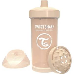 Twistshake Детска чаша с шейкър Twistshake 360 мл 12+ месеца бежова (78283)