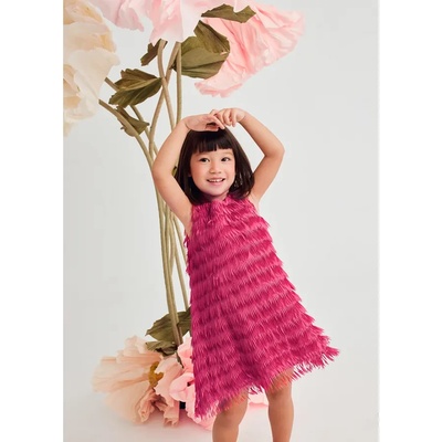 Abel & Lula Свободна рокля с ресни за мини момиче в цикламено Abel&Lula
