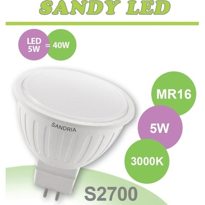 SANDRIA LED žárovka 12V S2700 SANDY LED MR16 5W SMD 3000K