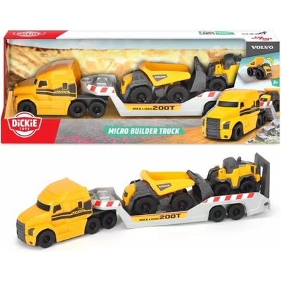 Dickie Toys Volvo: Товарен камион с ремарке и челен товарач - 30 см (203725005)