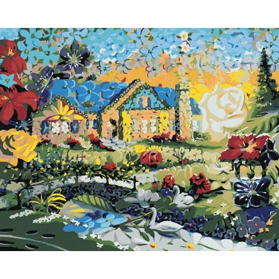 Zuty Malování Podle Čísel Mozaika Dům A Západ Slunce D. Rusty Rust 80 x 100 cm Plátno Rám
