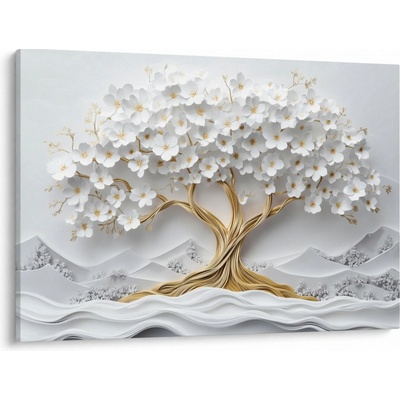 Obraz - 3D elegantní strom života plný květů, jednodílný 100x70 cm