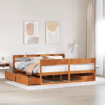 Petrashop 3307115 Postel bez matrace voskově hnědá masivní borovice Hnědá